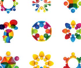 Abstract People Logo Set set vector