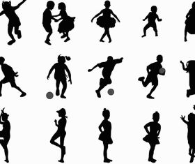 Silhouettes playing children set vector