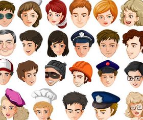 Colored People Avatars 10 vector