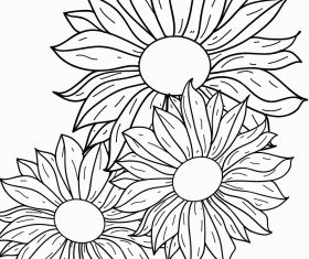 Flowers line drawing Free vectors graphic