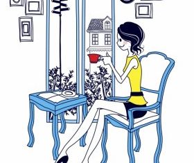 Simple drawing female 09 vector