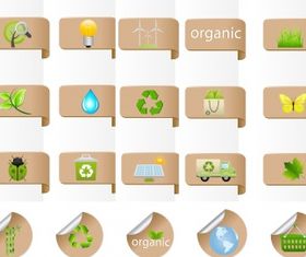 Eco bio label and badge set vector