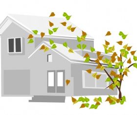 Grey house with tree Free vectors