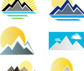 Stylish Mountains Logo 3 vector