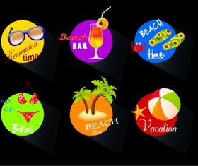 Beach time icons Free vectors