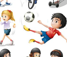 Children in sport vector set