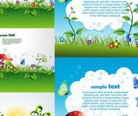 green cartoon background set vector
