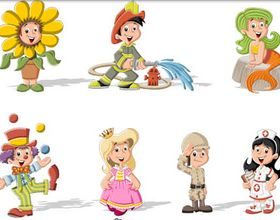Children in costumes vectors
