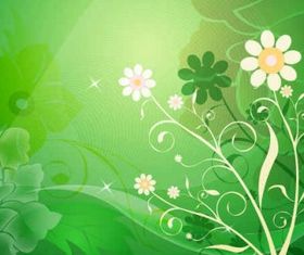 Abstract Flower Green Background Free vector set