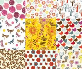 Flowers patterns background 05 design vector
