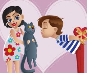 Valentine kiss Free vector