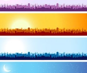 City silhouette banner background set vector