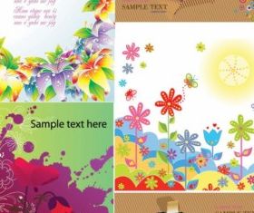 Colorful flower card background design vectors