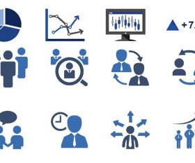 Blue Business Icons Set shiny vector