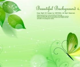 Leaves and butterflies background vector