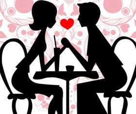 Couple in cafe vector