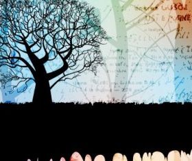 tree silhouette background 01 vector