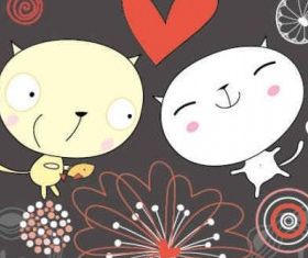 Cartoon cat background vector material