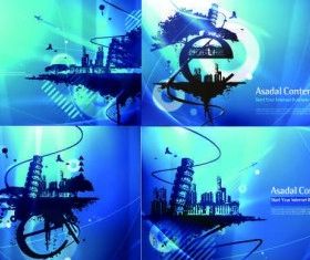 Blue backgrounds set vector