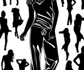 black and white silhouette 03 vector