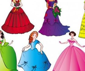 beautiful princess 01 set vector