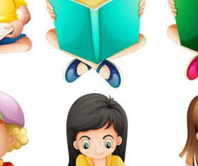 Cartoon Children Mix 6 vector graphic