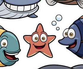 Cartoon Marine Animals Mix vector design