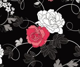 black background floral 01 vector