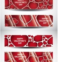 valentine day banner heart set vector