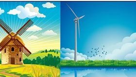 windmill classic and modern vector