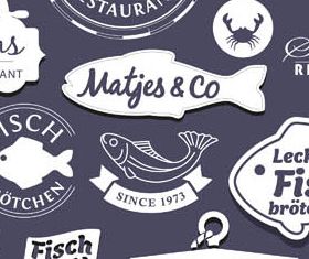 Fish Labels creative vector