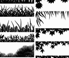 silhouette leaves vectors material