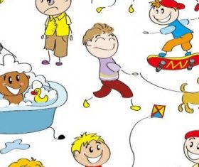 cute line art illustrator 01 vector