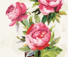 gouache flowers 01 vector graphic