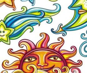 cartoon illustrator 5 set vector