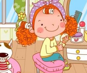 girls living with set vector