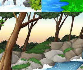 Waterfalls graphic vector