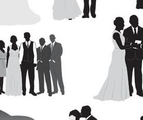 Silhouettes Wedding Couples vector