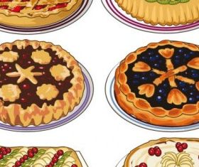 cartoon pastries 05 vector set