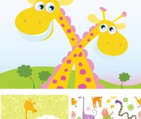 handpainted animals vector set