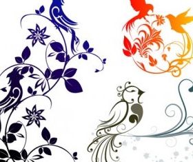 exquisite bird pattern shiny vector