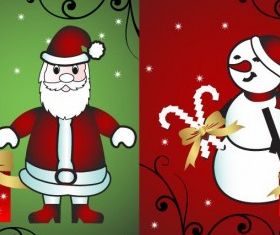 Christmas Card with Santand Snowman vector graphic