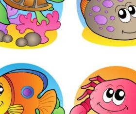 cartoon marine animals 02 vector