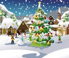 christmas scene illustration 03 design vector