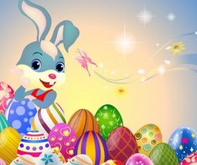 Easter Bunny and eggs free set vector