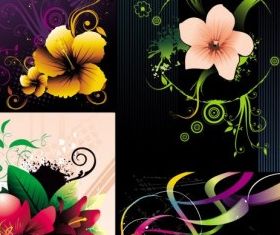 beautiful flowers set vector