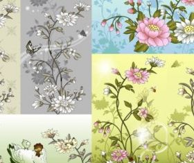 chinese style flower insect vector