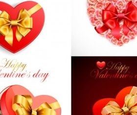 valentine day heartshaped gift box vectors