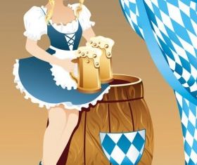 cartoon beer girl 03 set vector
