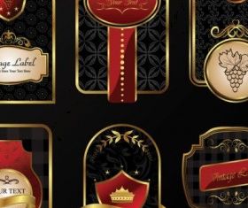 european classic bottle label 02 set vector